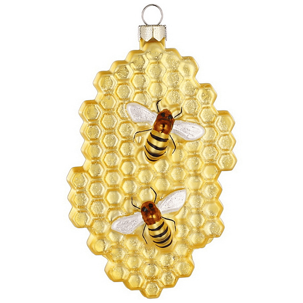 Украшение елочное "Соты", 10 см, стекло, желтый