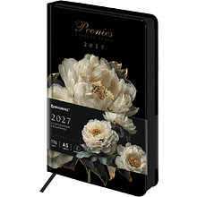 Ежедневник датированный "Vista. Midnight Peonies" на 2027 год, А5, 352 страницы, черный