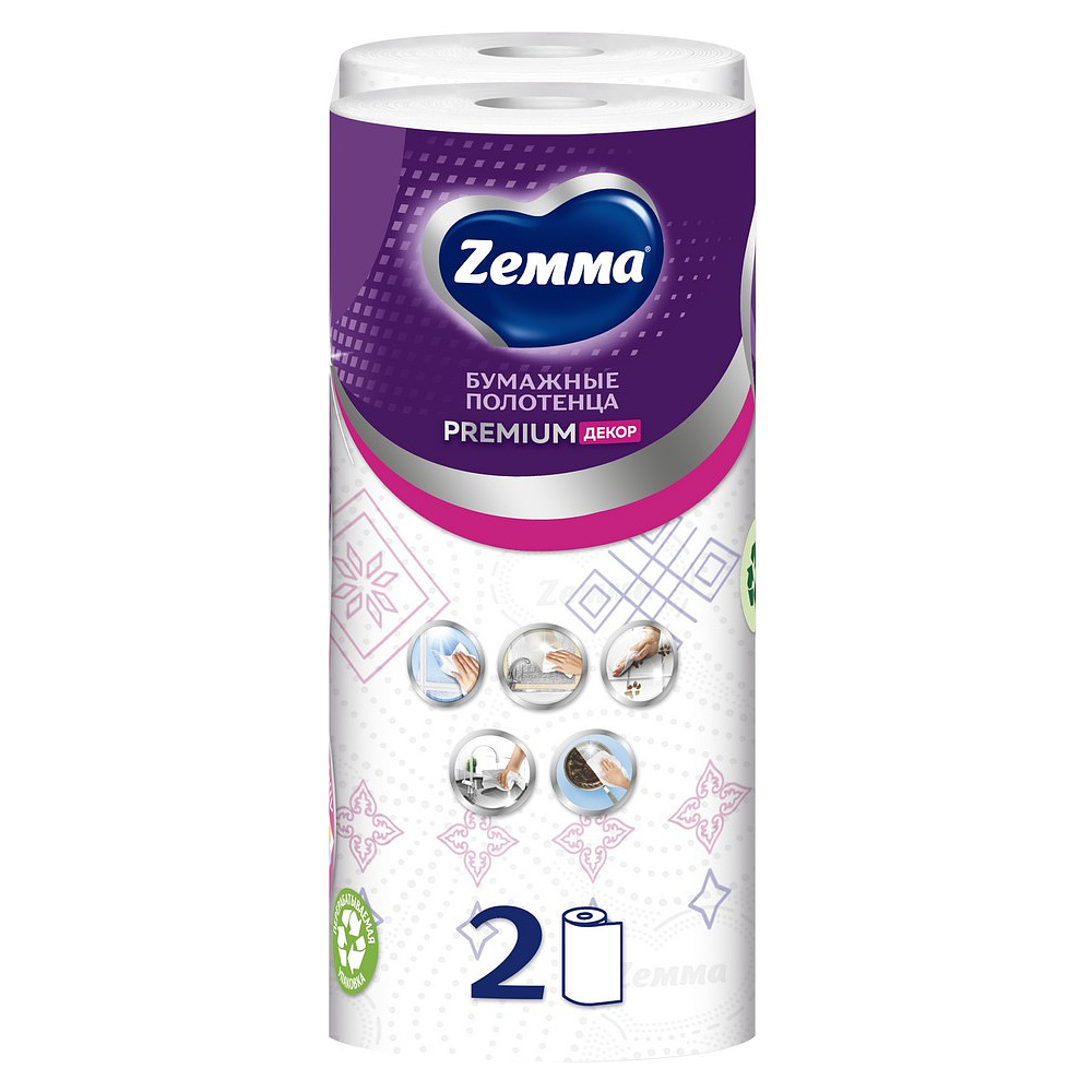 Полотенца бумажные Zemma Premium, 2 рулона, 2 слоя, декор - 3