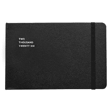 Еженедельник датированный "Monochrome" на 2026 год, А6, 128 страниц, на резинке, черный