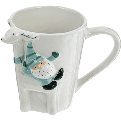 Кружка керамическая "Гном", 400 мл, белый, зеленый