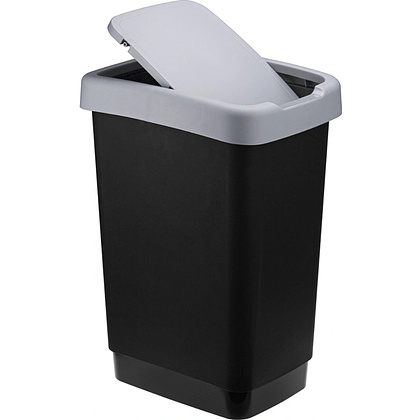 Урна для мусора IDEA, 25 л, пластик, черный, серый - 4 Урна для мусора IDEA, 25 л, пластик, черный, серый - 4