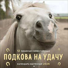 Календарь настенный перекидной "Подкова на удачу. 12 забавных символов года" на 2026 год