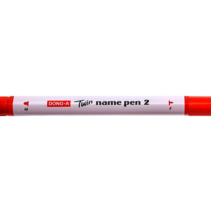 Маркер перманентный "Twin Name Pen", двусторонний, красный - 7