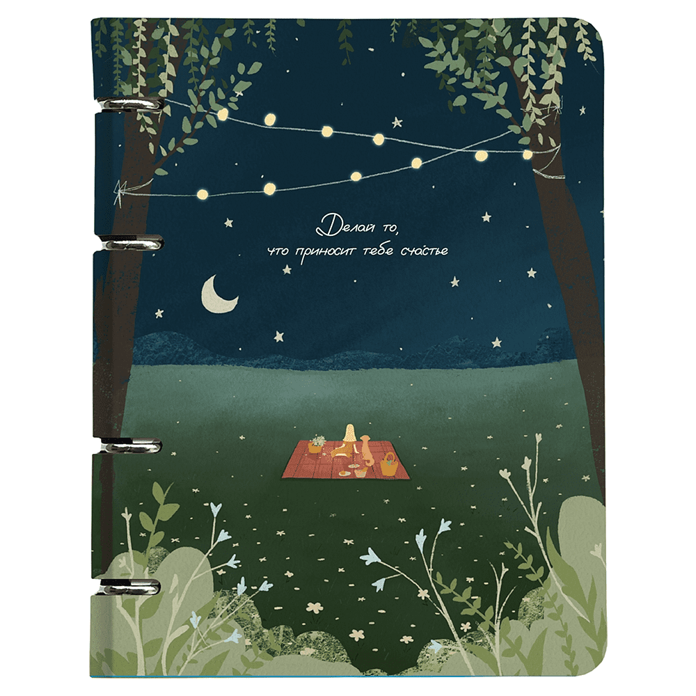 Тетрадь "Dreamer. Фонарики", А5, 120 листов, клетка, на кольцах, разноцветный
