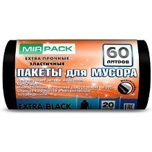 Мешки для мусора "ПВД Mirpack Extra", 45 мкм, 60 л, 20 шт/рулон