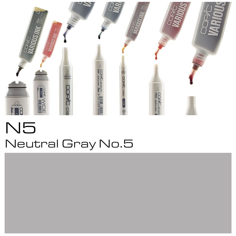 Чернила для заправки маркеров "Copic", N-5 нейтральный серый №5 - 2