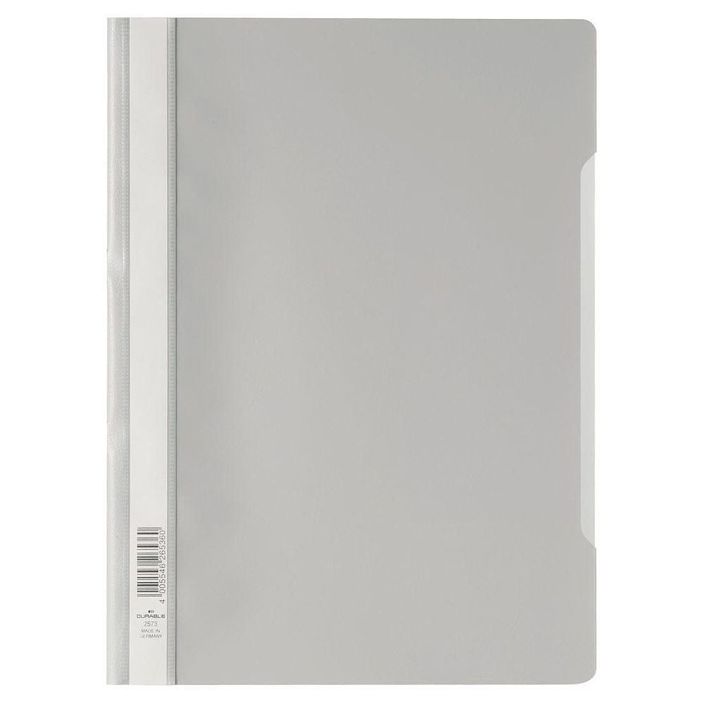 Папка-скоросшиватель с прозрачной обложкой "Durable", A4, серый