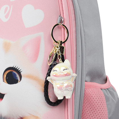 Рюкзак школьный "First Cute cats", розовый, серый - 10