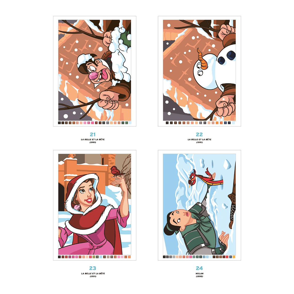 Раскраска по номерам на французском языке "Coloriages mystères Disney - Hiver"  - 5