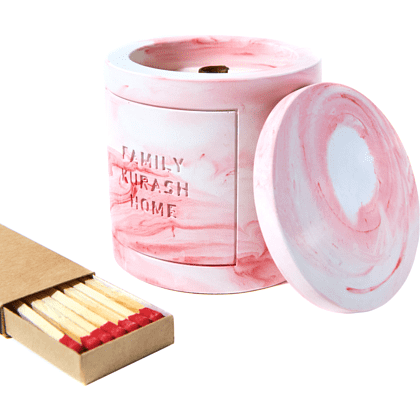 Свеча декоративная со спичками "Family Kurash Home Круг", ароматизированная, розовый - 2