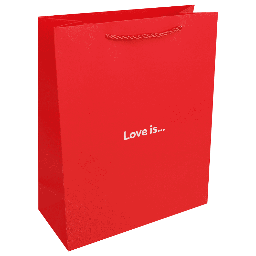 Пакет бумажный подарочный "Love is", 26х32х12 см, красный