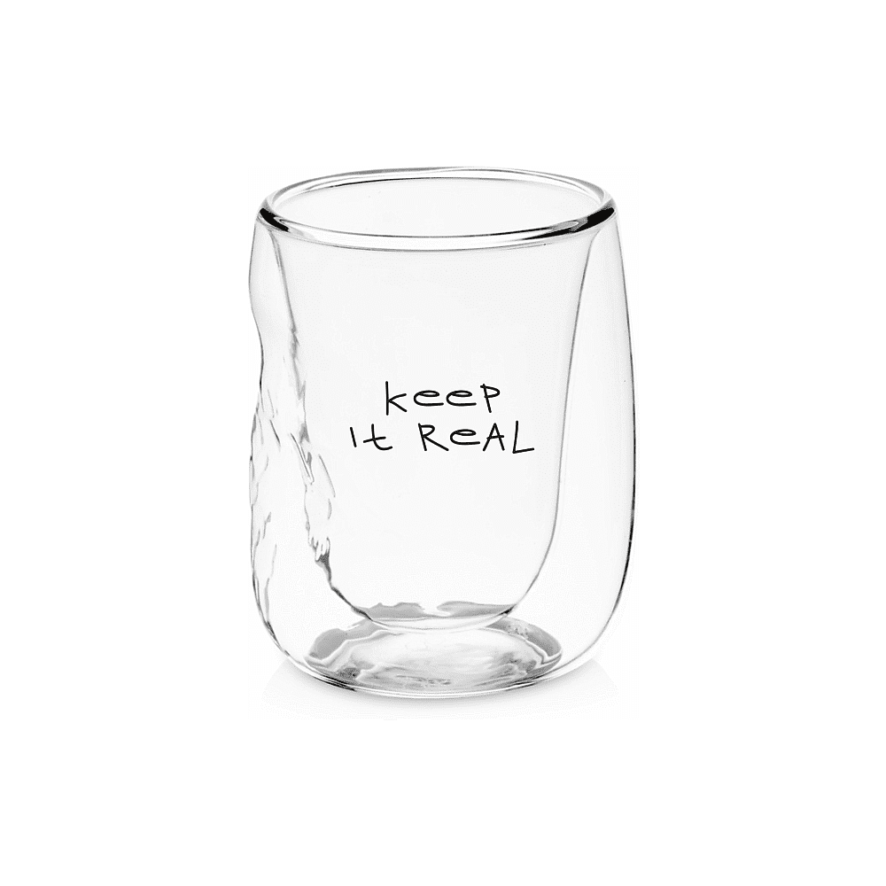 Кружка с двойными стенками и эффектом помятости «Keep it real», прозрачный              - 5