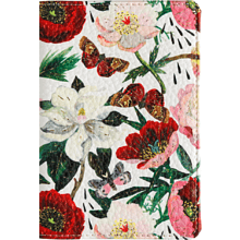 Обложка для паспорта "Flora. Пионы", кожзам., белый, красный