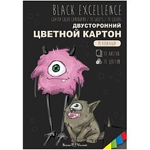 Набор цветного картона "Black Exelence", А4, 10 цветов, 10 листов, двусторонний, мелованный