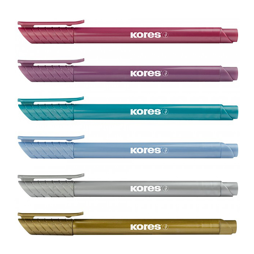 Маркер-кисть "Kores Metallic Style", 6 шт., металлик, ассорти - 3