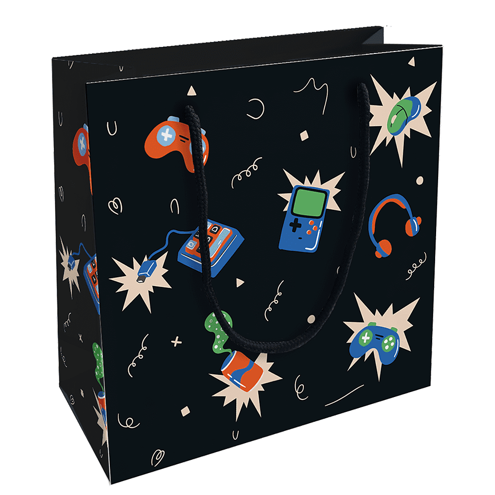 Пакет бумажный подарочный "Hobby", 20х20х8 см, черный