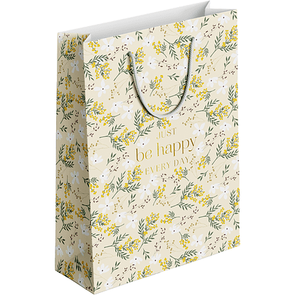 Пакет бумажный подарочный "Fleurs. Мимоза", 32х49х12 см, разноцветный