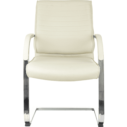 Кресло на полозьях "Бюрократ T-8010-LOW-V", экокожа, слоновая кость, металл хром - 4