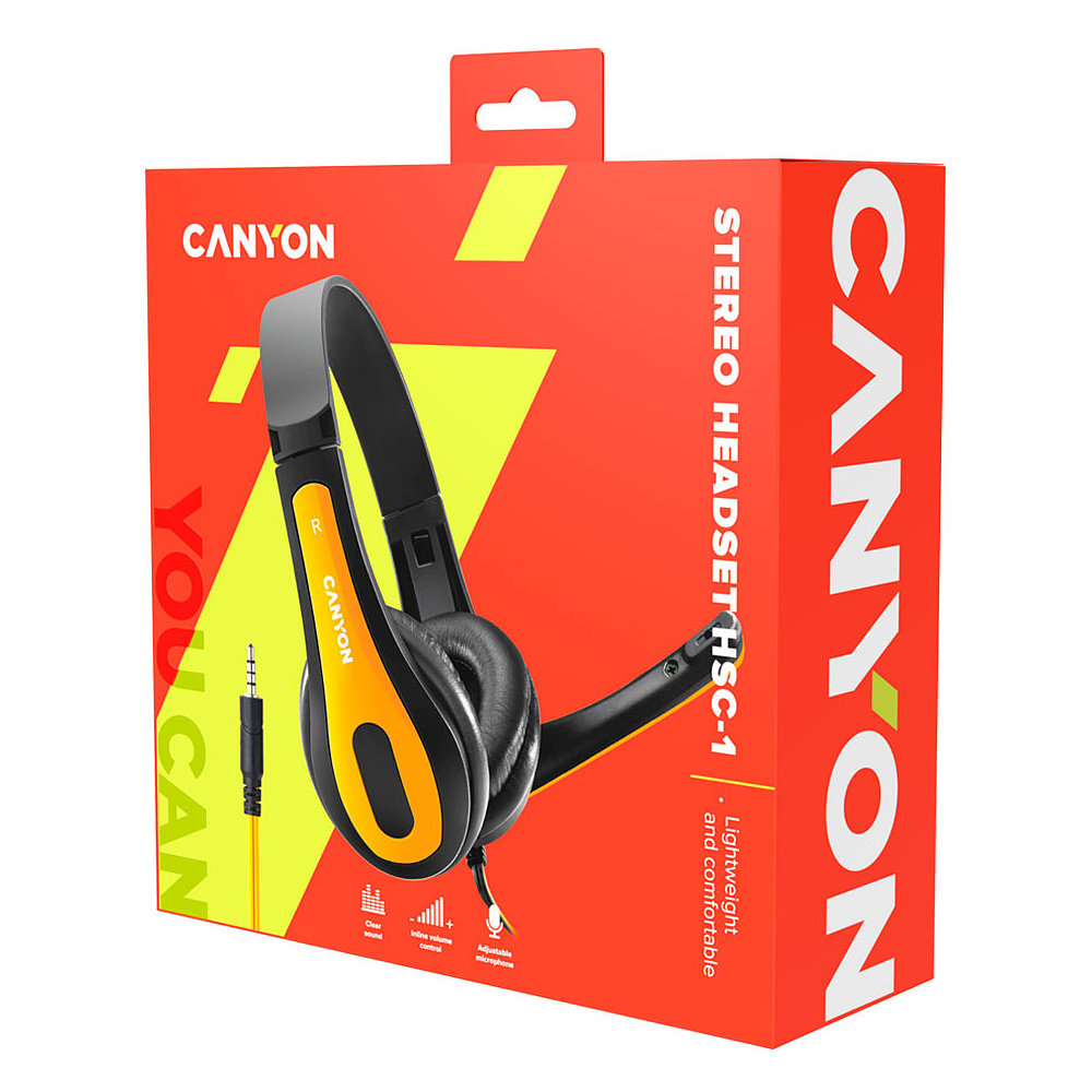 Наушники с микрофоном Canyon "CNS-CHSC1BY", черный, желтый - 6