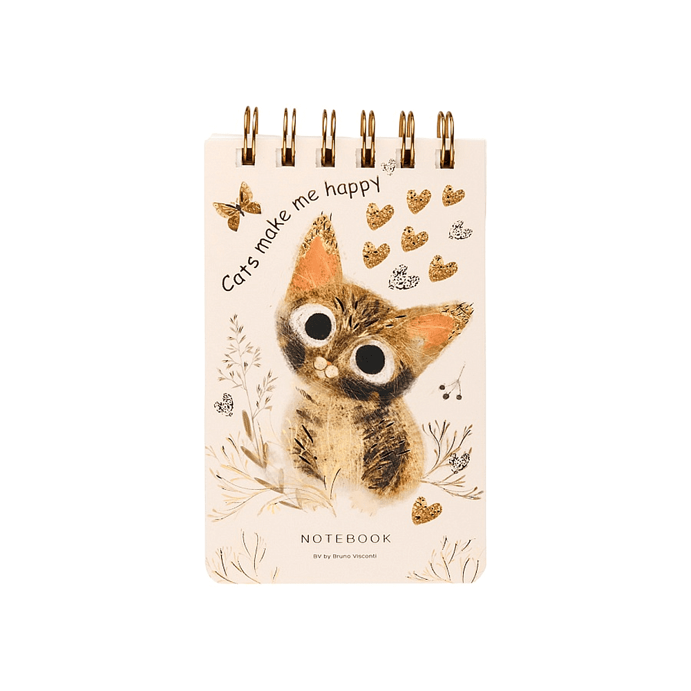 Блокнот  "Love me. Милый котик", В6, 100 листов, линейка, спираль сверху, бежевый - 2