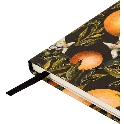 Книга записная "Flora. Paradise. Oranges", A5, 100 листов, линейка, твердая обложка, зеленый, оранжевый - 4