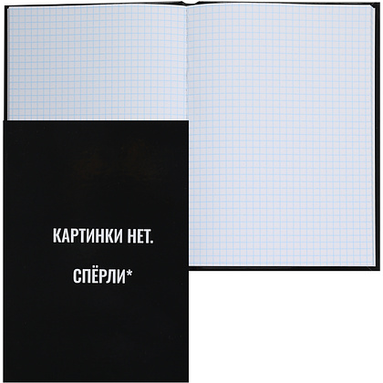Книга записная "Картинки нет", А5, 145x205 мм, 80 листов, в клетку, черный