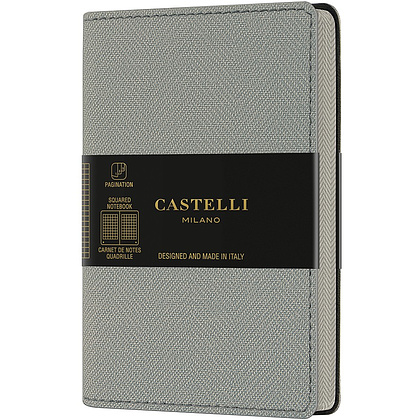 Блокнот Castelli Milano "Harris Oyster Grey", A6, 96 листов, клетка, серый