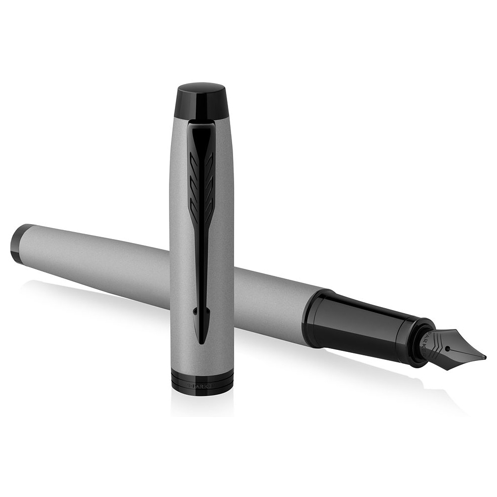 Ручка перьевая Parker "IM Achromatic F317", F, серый, черный, патрон синий - 2