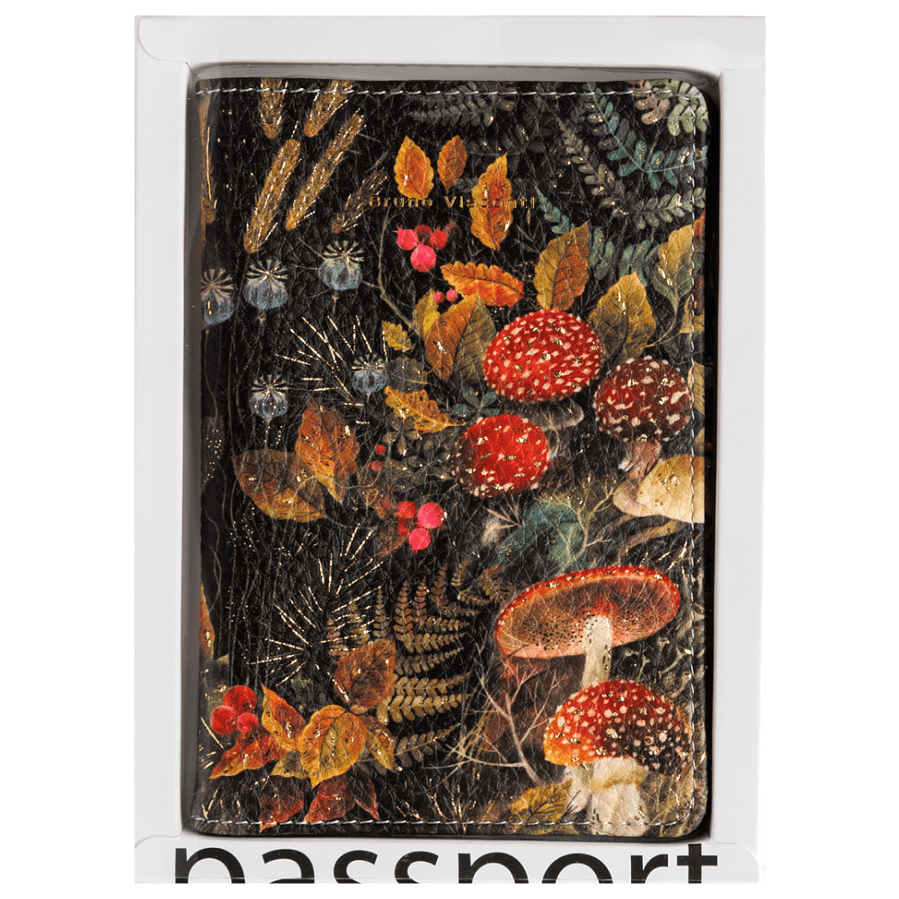 Обложка для паспорта "Flora. Forest Fairy Tale", кожзам., черный