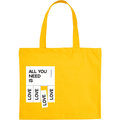 Сумка-оверсайз «All you need is love» из переработанного хлопка, 320 г/м2, желтый       