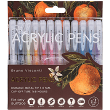 Набор ручек акриловых "Flora. Paradise. Oranges", 1 мм., шариковые, пластик, 12 штук