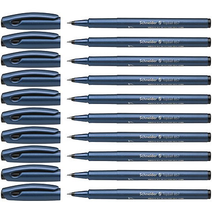 Ручка-роллер "Schneider Topball 857", 06 мм, черный, синий, стерж. черный - 6