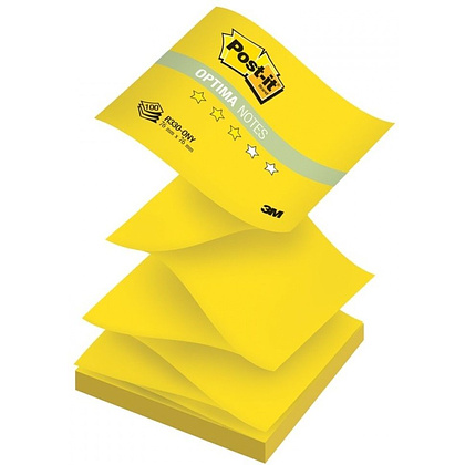 Бумага для заметок на клейкой основе "Post-it Optima" Z-образные, 76x76 мм, 100 листов, желтый неон - 2