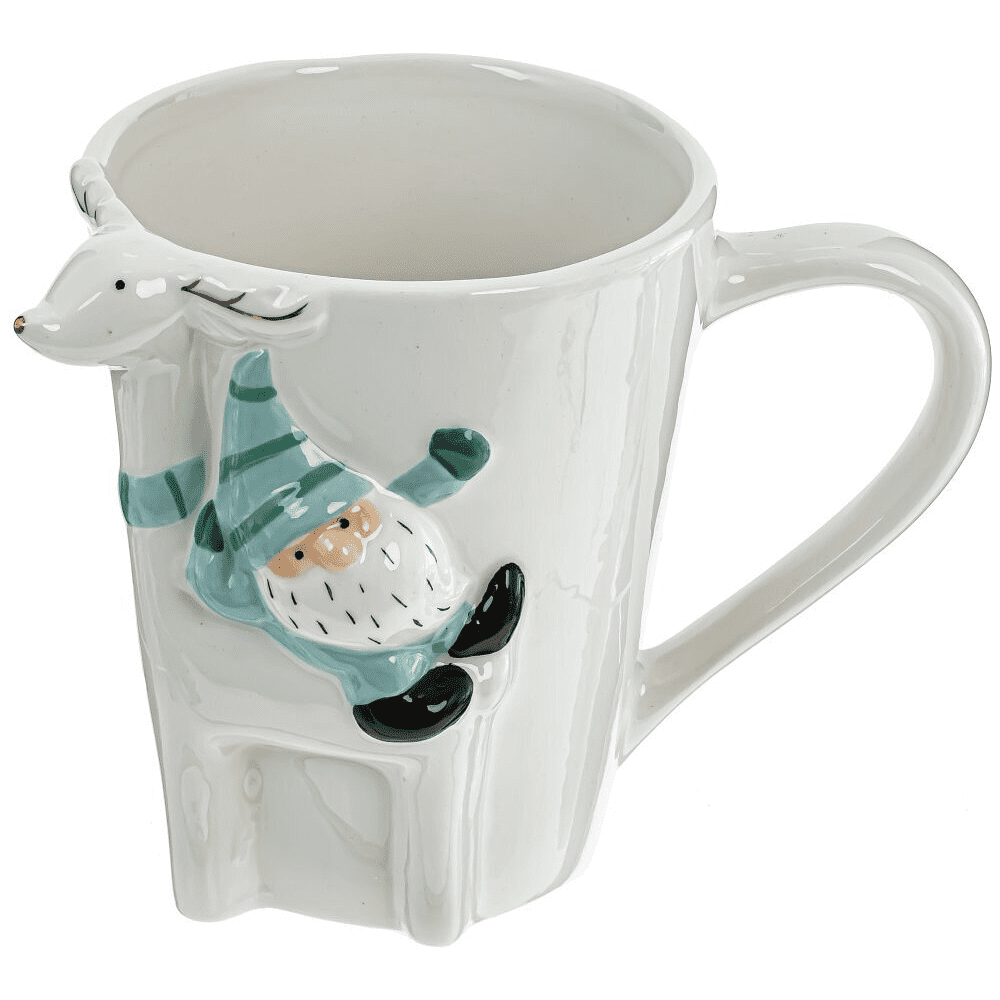 Кружка керамическая "Гном", 400 мл, белый, зеленый