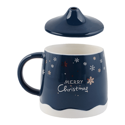 Кружка керамическая "Волшебный вечер", 400 мл, с крышкой и ложкой, ассорти - 4