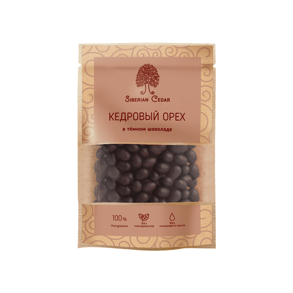 Конфеты "Сибирский кедр", ядро кедрового ореха в темном шоколаде, 60 гр.