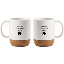 Кружка с пробковой подставкой "Время сделать ход конем", 330 мл, керамика, глянцевый, белый