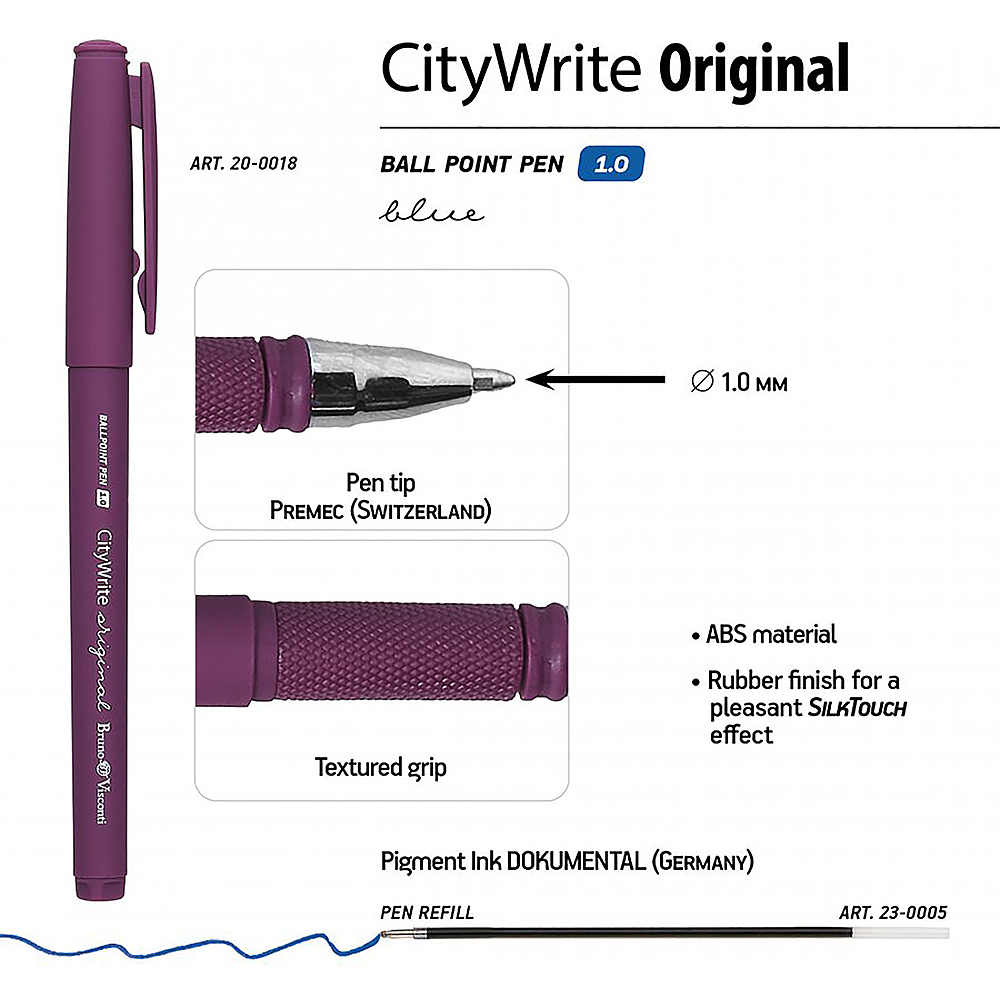 Ручка шариковая "CityWrite", 1,0 мм, ассорти, стерж. синий - 3