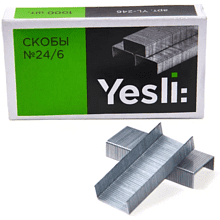Скоба "Yesli:", 24/6, 1000 шт, металлик, -30%