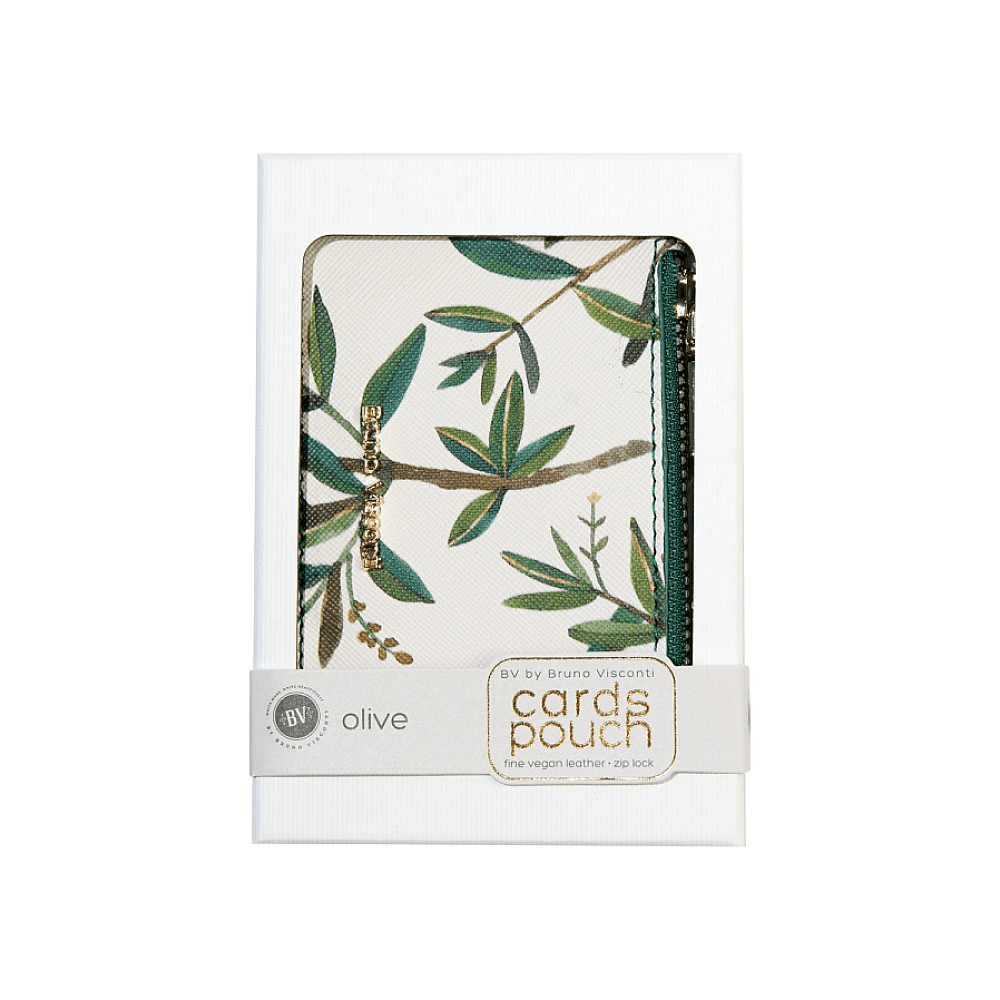 Футляр для визитных и кредитных карт "Flora. Олива", черный, красный - 3