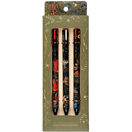 Набор гелевых ручек "Click.Flora", 0.38 мм., ассорти, черный, 3 штук