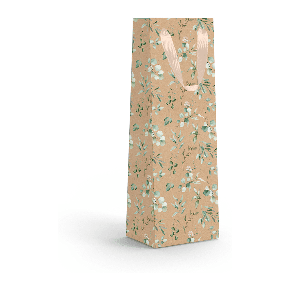 Пакет бумажный подарочный "Эвкалипт", 12х38х10 см, крафт