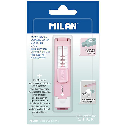 Ластик-точилка Milan "STICK +", розовый