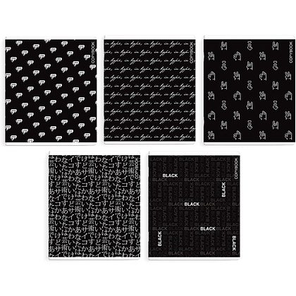 Тетрадь Феникс+ "Черный минимализм" А5+, 48 листов, клетка, ассорти