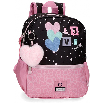 Рюкзак школьный Enso "Love vibes" M, черный, розовый
