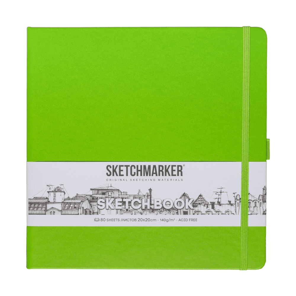 Скетчбук "Sketchmarker", 80 листов, 20x20 см, 140 г/м2, зеленый луг 
