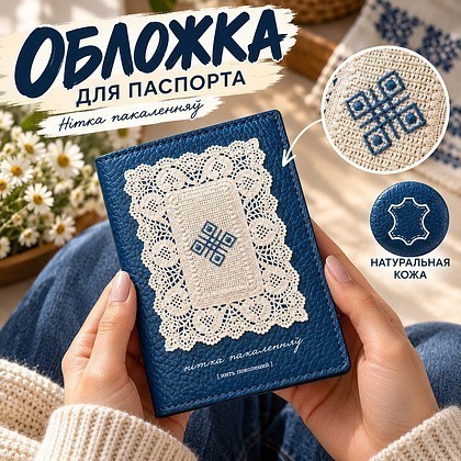 Обложка для паспорта "Нiтка пакаленняў", натуральная кожа, разноцветный - 2