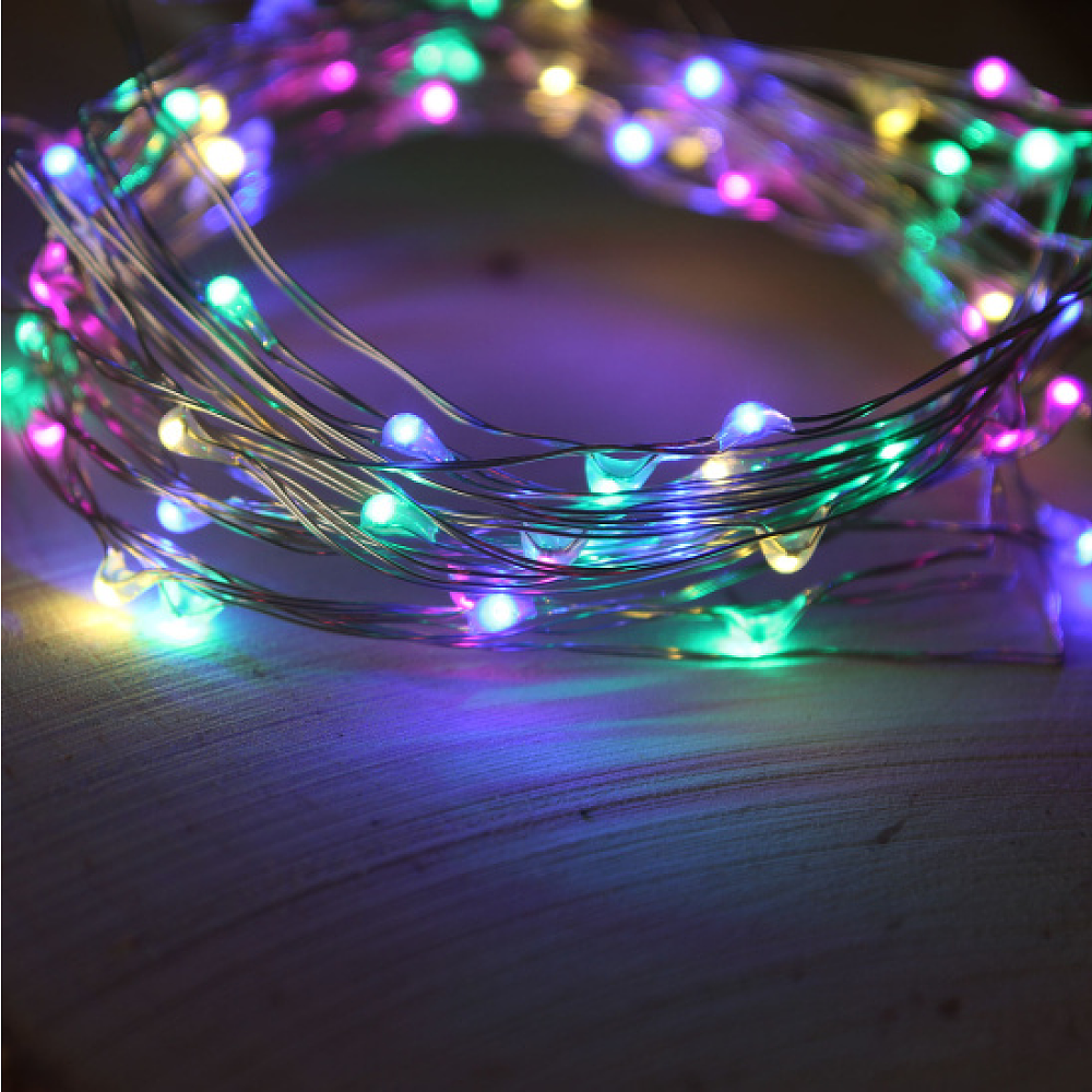 Гирлянда электрическая LED "Нить" с насадками "Роса", 5 м, мультиколор - 3