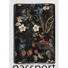 Обложка для паспорта "Flora. Лесные ягоды", кожзам., черный